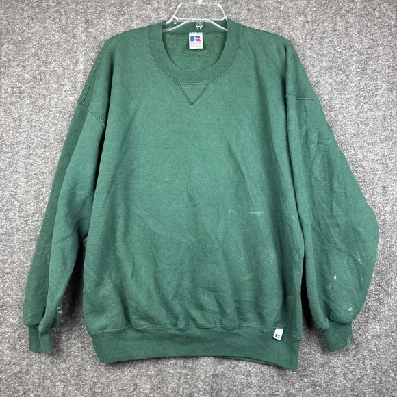 Vintage 90s Russell Athletic Crewneck Sweater Sz XXL Made in USA Green Casual - Picture 1 of 5